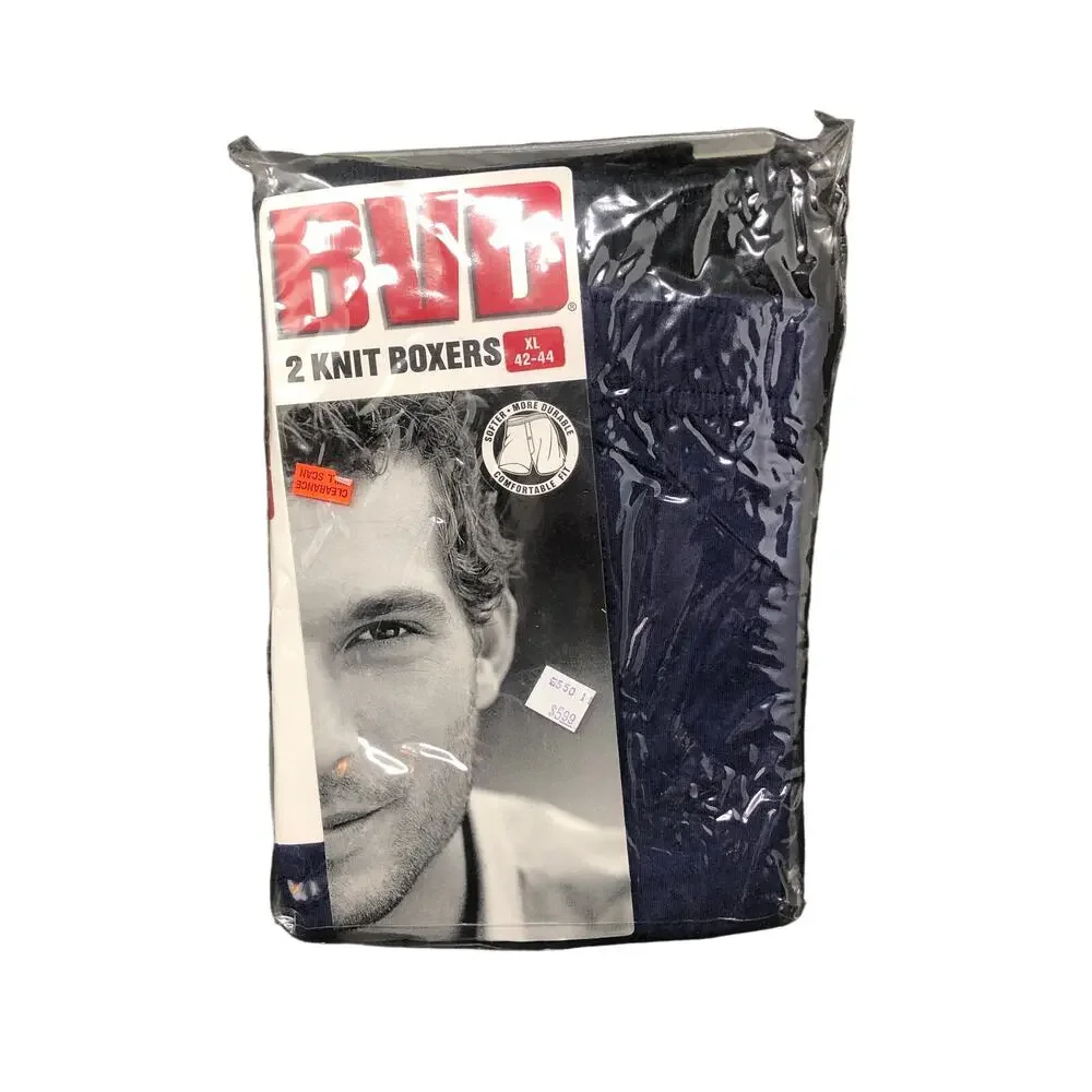 BVD Knit Boxers XL 42-44 Two-Pack Four Total Black Navy Heather‎ Gray VTG 1999